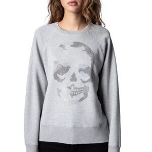Zadig & Voltaire Gray Skull Crewneck Sweater